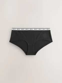 Imprimé floral noir / blanc - Lot de 4 culottes à logo en coton