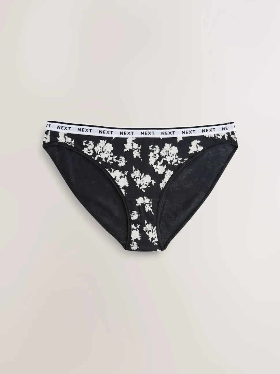 Imprimé floral noir / blanc - Lot de 4 culottes à logo en coton