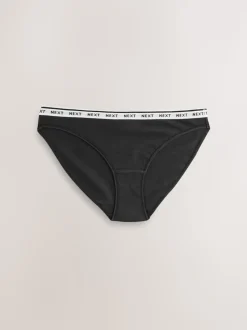 Imprimé floral noir / blanc - Lot de 4 culottes à logo en coton