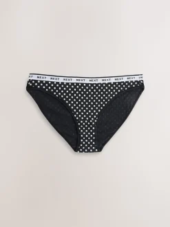 Imprimé floral noir / blanc - Lot de 4 culottes à logo en coton