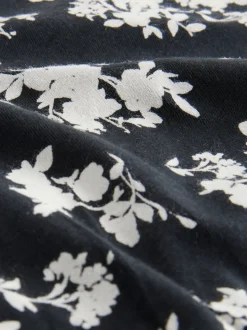 Imprimé floral noir / blanc - Lot de 4 culottes à logo en coton