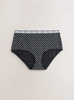 Imprimé floral noir / blanc - Lot de 4 culottes à logo en coton