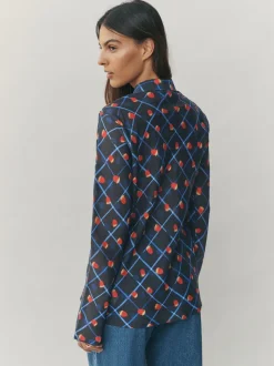 Imprimé fruit à carreaux - Chemise à col en V en Blend Lyocell