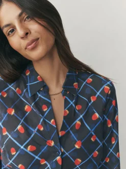 Imprimé fruit à carreaux - Chemise à col en V en Blend Lyocell