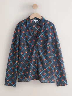 Imprimé fruit à carreaux - Chemise à col en V en Blend Lyocell