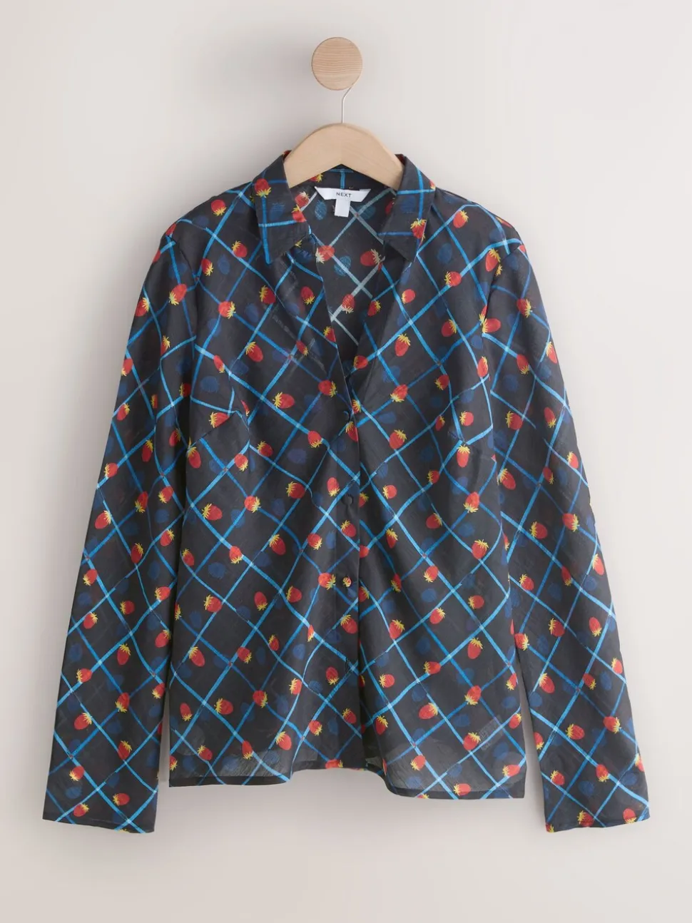 Imprimé fruit à carreaux - Chemise à col en V en Blend Lyocell