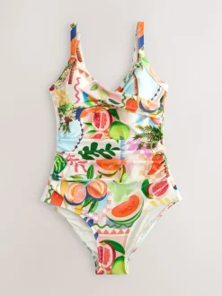 Imprimé fruit vif/tropical - Maillot de bain moulant avec contrôle du ventre