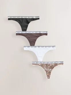 Imprimé Léopard - Lot de 4 culottes à logo en coton