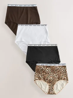 Imprimé Léopard - Lot de 4 culottes à logo en coton