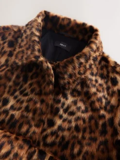 Imprimé Léopard - Manteau long en fausse fourrure