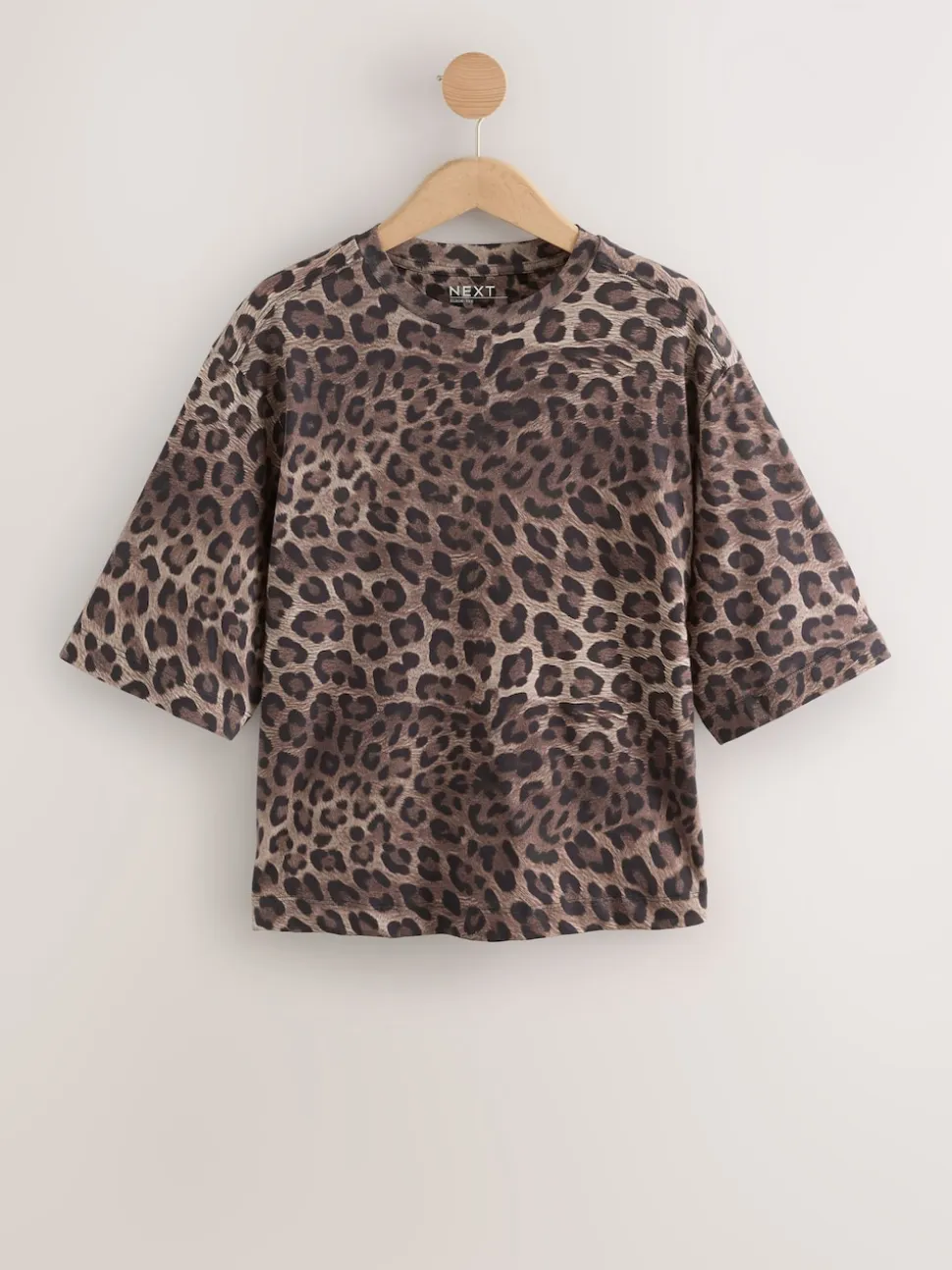 Imprimé Léopard - T-shirt décontracté à col rond avec longueur coude