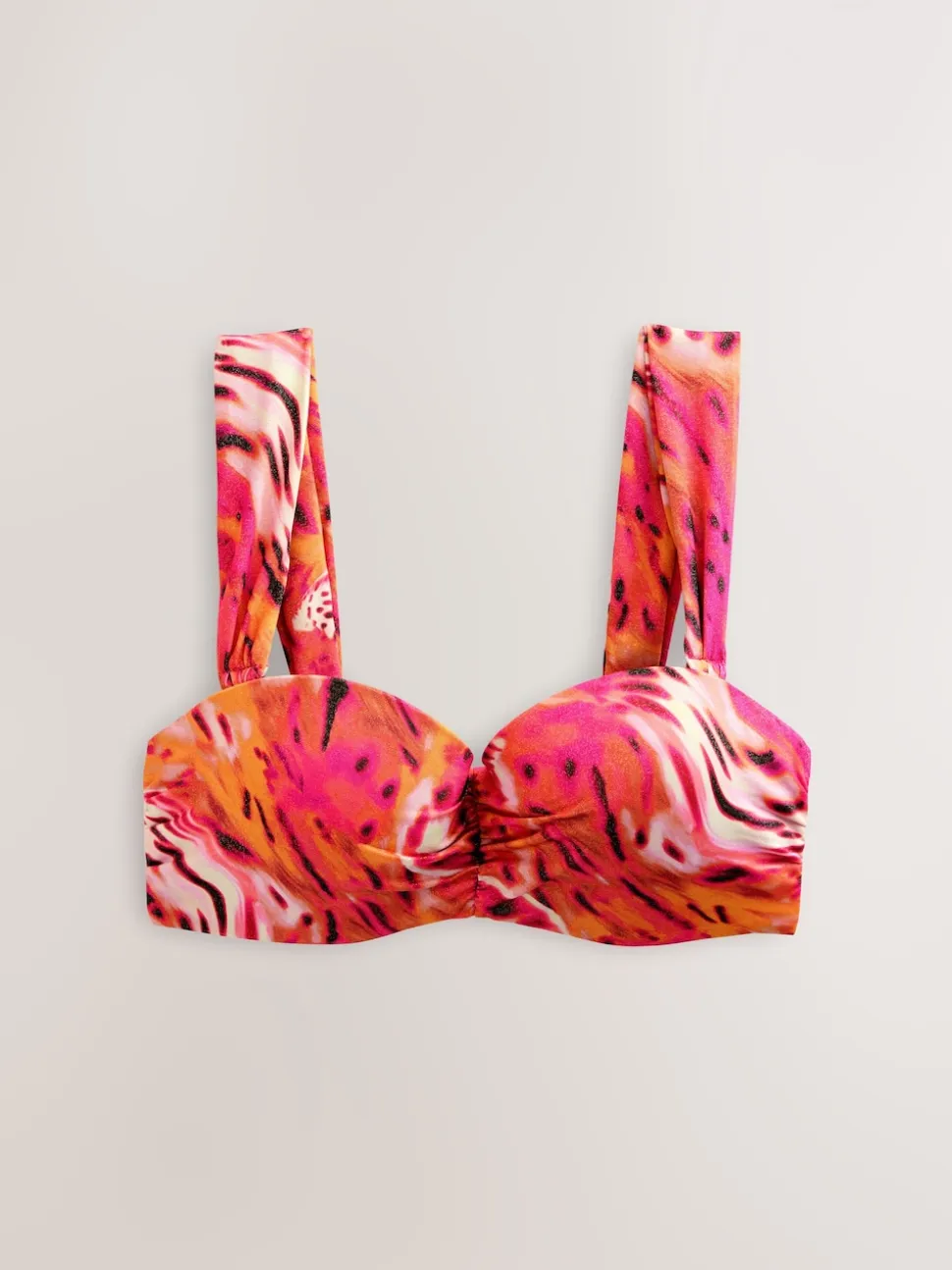 Imprimé léopard Rose/Orange Métallisé - Haut de bikini bandeau filaire