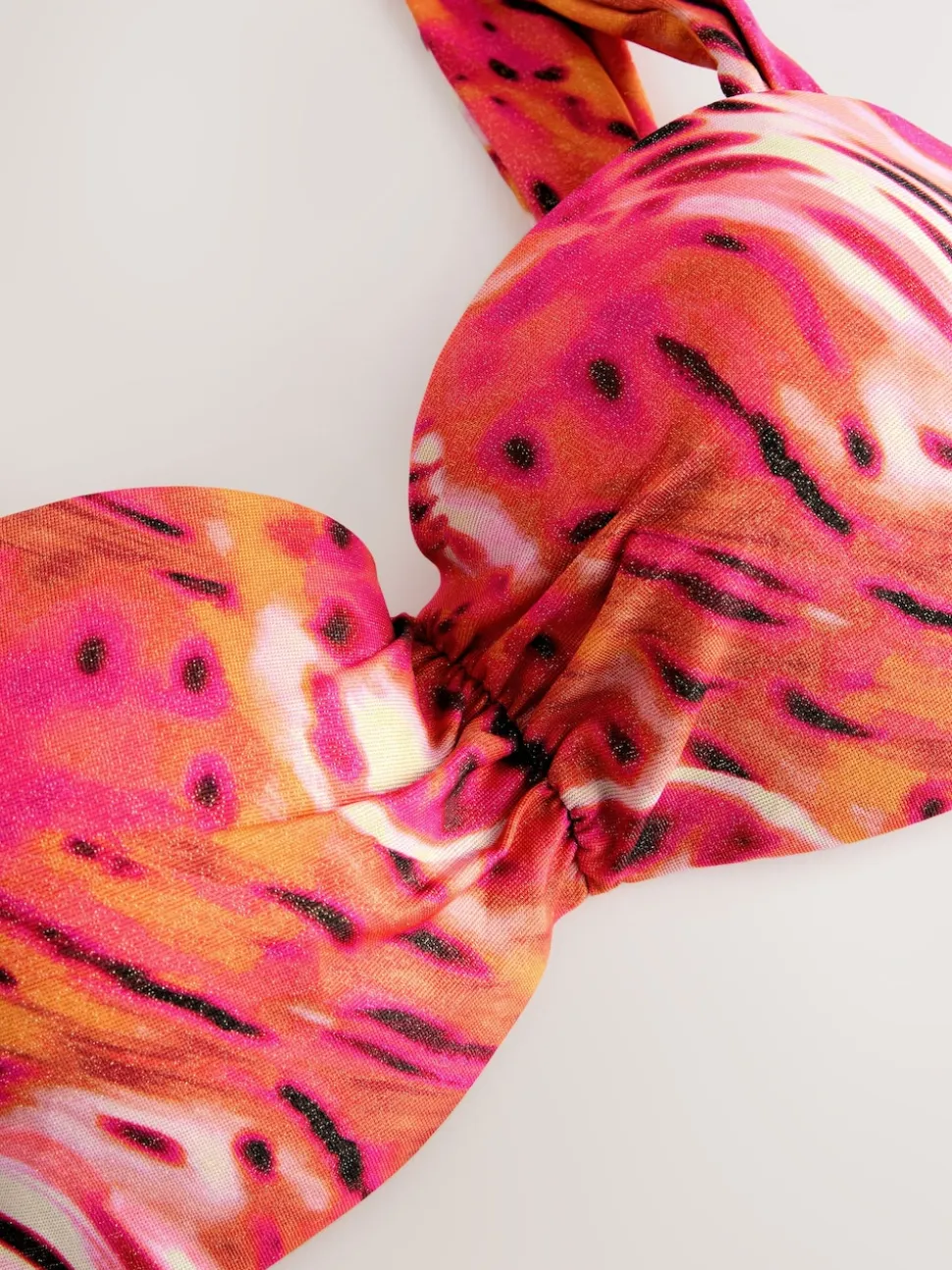 Imprimé léopard Rose/Orange Métallisé - Haut de bikini bandeau filaire