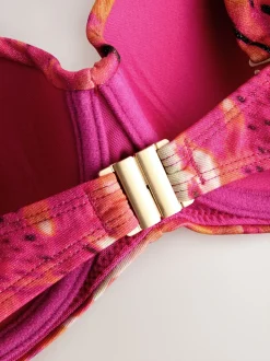 Imprimé léopard Rose/Orange Métallisé - Haut de bikini bandeau filaire