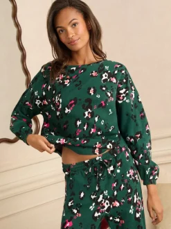 Imprimé léopard vert forêt - Love & Roses Ensemble de pyjama à manches longues en jersey