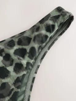 Imprimé léopard vert/noir - Bas de bikini brésilien haut