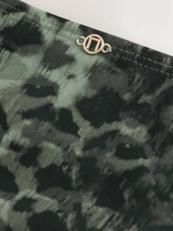 Imprimé léopard vert/noir - Bas de bikini brésilien haut