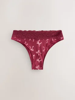 Imprimé nœud baies - Lot de 4 culottes en coton et dentelle