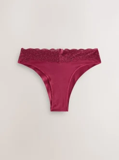 Imprimé nœud baies - Lot de 4 culottes en coton et dentelle