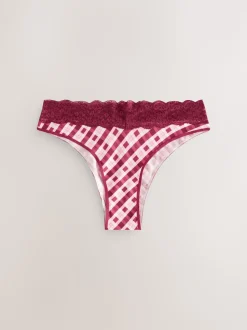 Imprimé nœud baies - Lot de 4 culottes en coton et dentelle