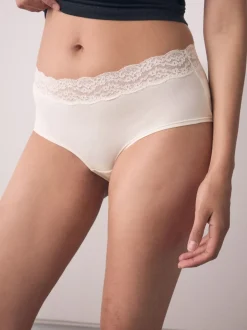 Imprimé nœud baies - Lot de 4 culottes en coton et dentelle