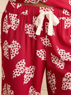 Imprimé nœud rouge et blanc - Ensemble pyjama Love & Roses à boutons