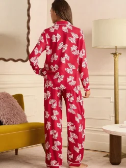 Imprimé nœud rouge et blanc - Ensemble pyjama Love & Roses à boutons