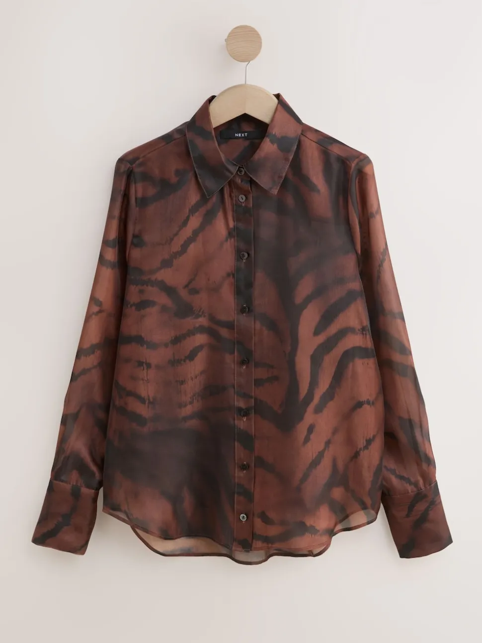 Imprimé zèbre marron chocolat - Chemise transparente à manches longues