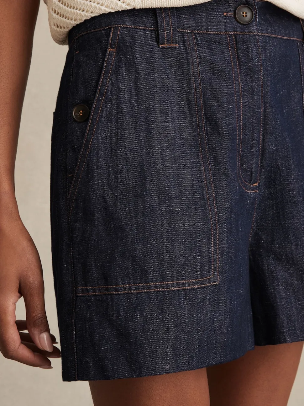 indigo - Shorts en lin Reiss Ashby