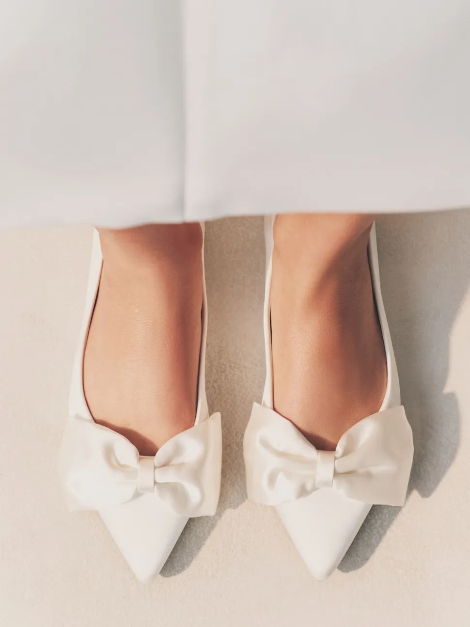 ivoire - Forever Comfort® Mariage Point Toe Nœud Mariage Ballet Chaussures