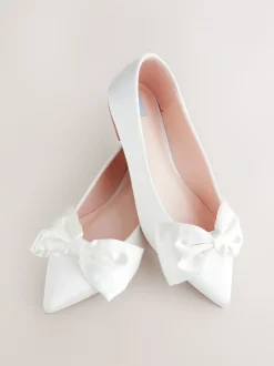 ivoire - Forever Comfort® Mariage Point Toe Nœud Mariage Ballet Chaussures