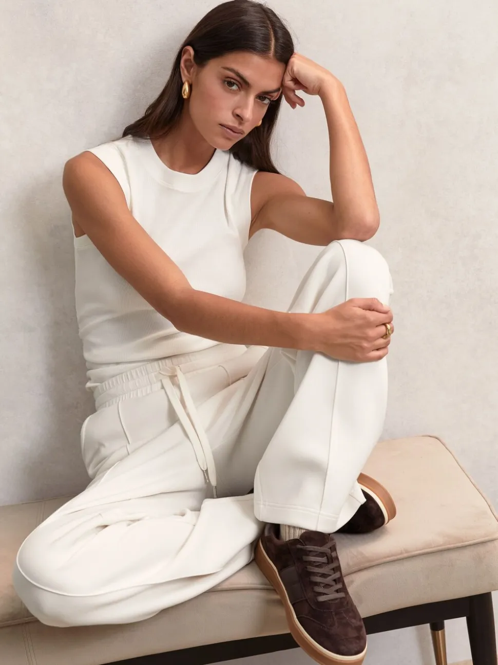 ivoire - Pantalon de jogging large en interlock haut de gamme Reiss Jemma