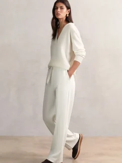 ivoire - Pantalon de jogging large en interlock haut de gamme Reiss Jemma