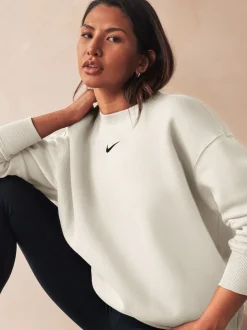 ivoire - Sweat-shirt Nike en polaire oversize à col rond