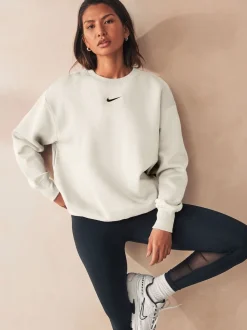 ivoire - Sweat-shirt Nike en polaire oversize à col rond