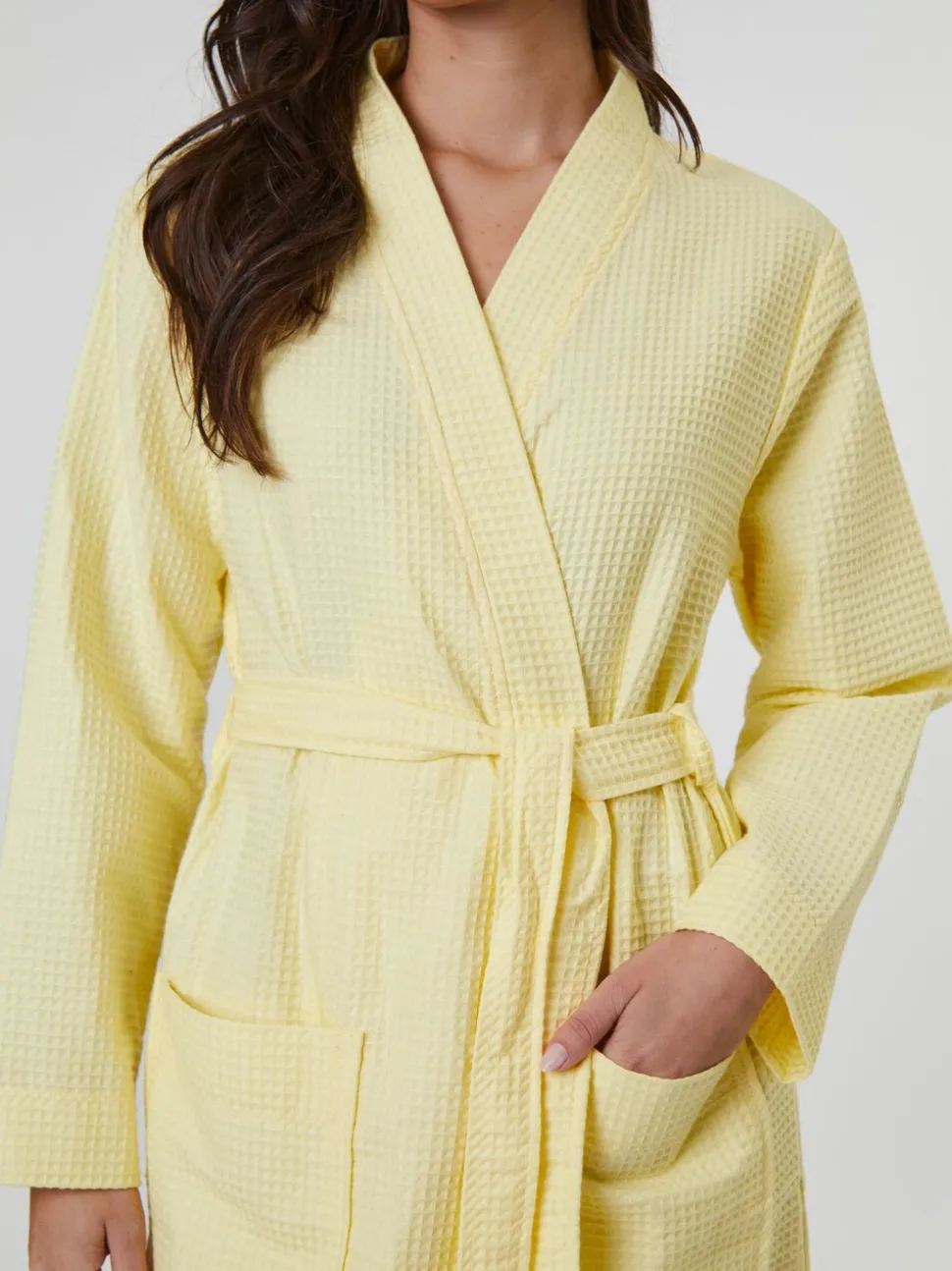 Jaune - Peignoir gaufré Loungeable 100% coton