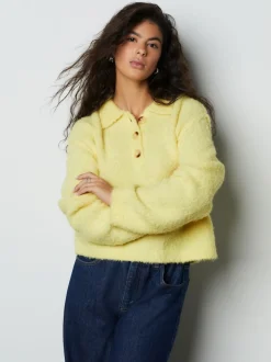 Jaune - Pull polo à manches longues Boucle