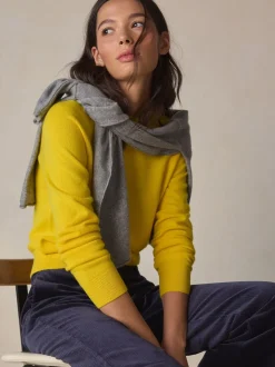 Jaune - Pulls Col rond N.Premium 100% cachemire