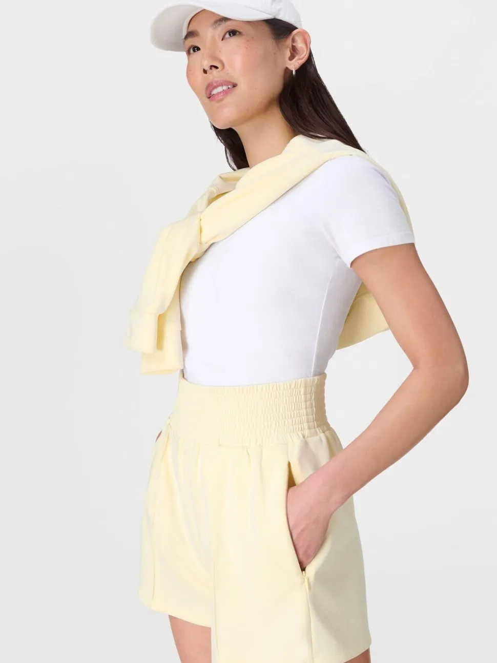 Jaune - Short CloudWeight Betty en sueur délavé au sable
