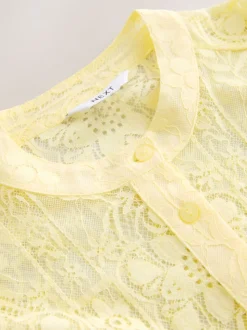 Jaune citron - Chemisier à manches mi-longues en dentelle