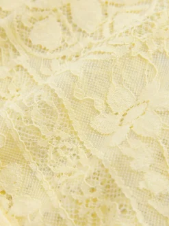 Jaune citron - Chemisier à manches mi-longues en dentelle