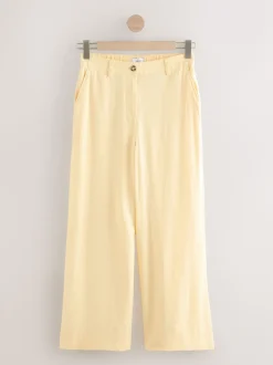 Jaune citron - Pantalons intelligents à jambe large en lin Blend