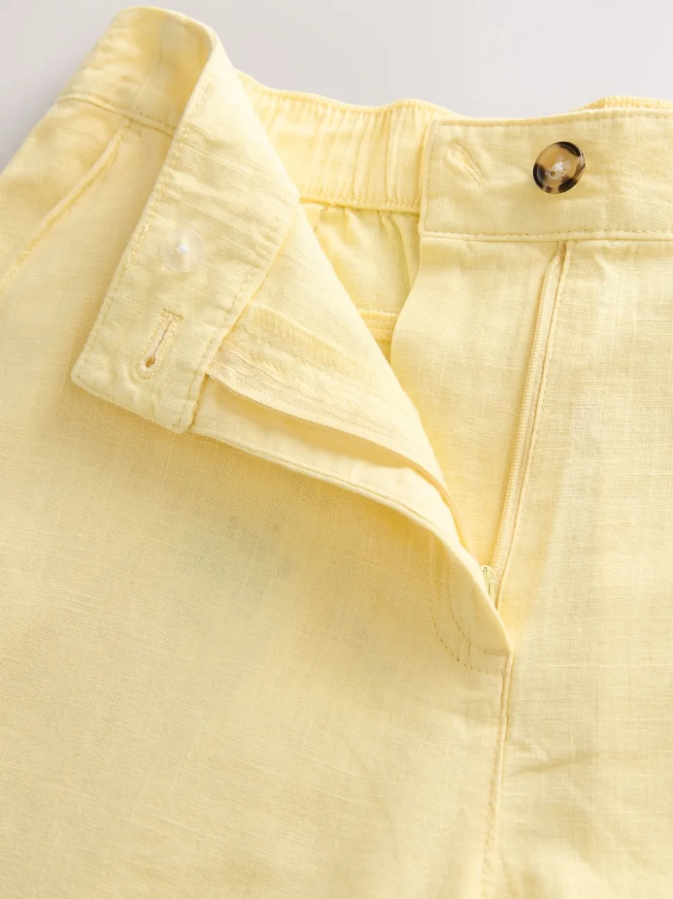 Jaune citron - Shorts de genou de mélange de lin