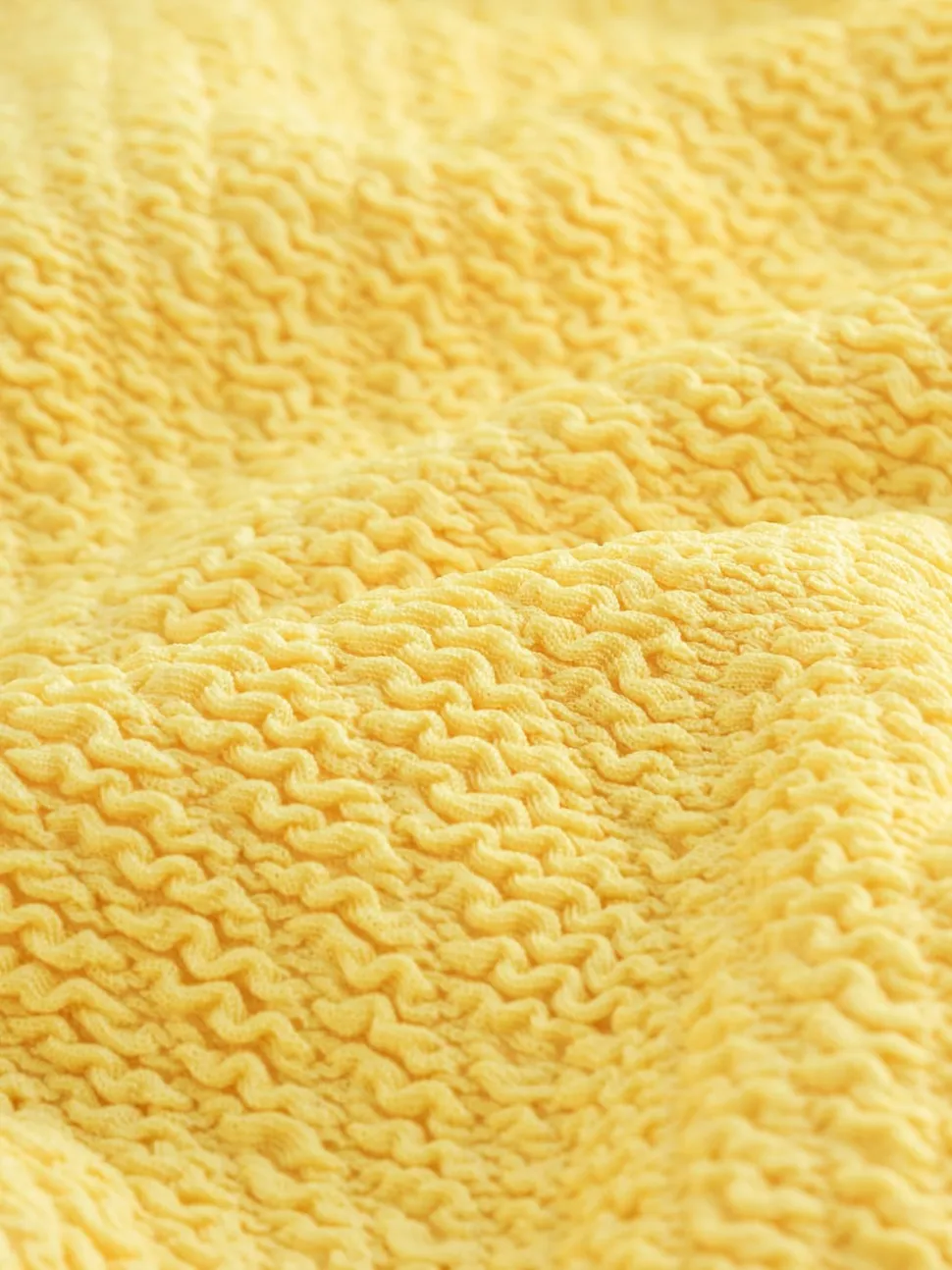 Jaune Effet froissé - Maillot de bain à encolure dégagée avec contrôle du ventre à larges bretelles