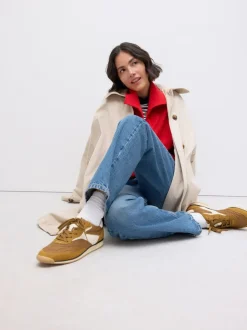 jaune ocre - Baskets à lacets avec empiècement