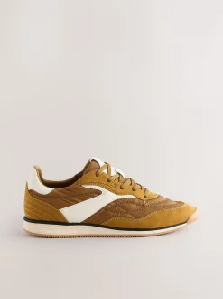 jaune ocre - Baskets à lacets avec empiècement