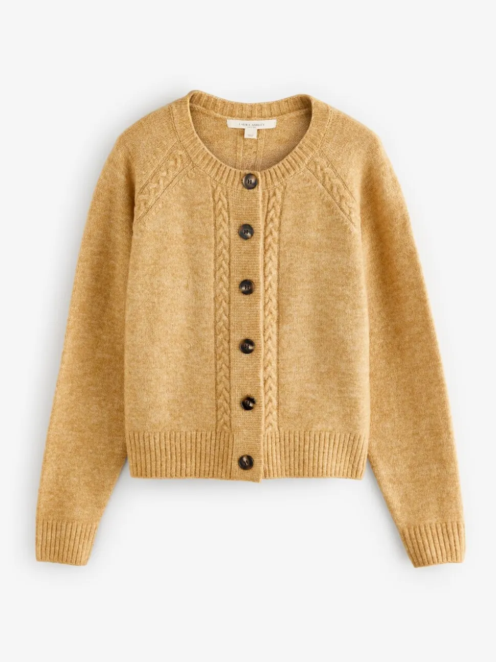 jaune ocre - Cardigan Laura Ashley en maille torsadée