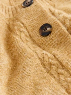 jaune ocre - Cardigan Laura Ashley en maille torsadée