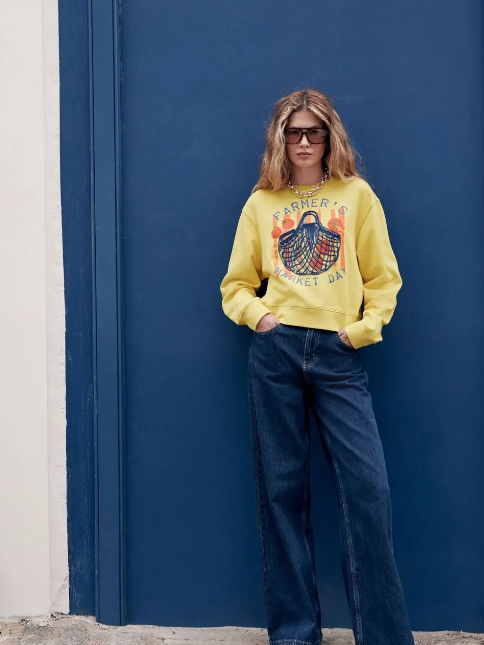 jaune ocre - Sweat-shirt graphique à col rond