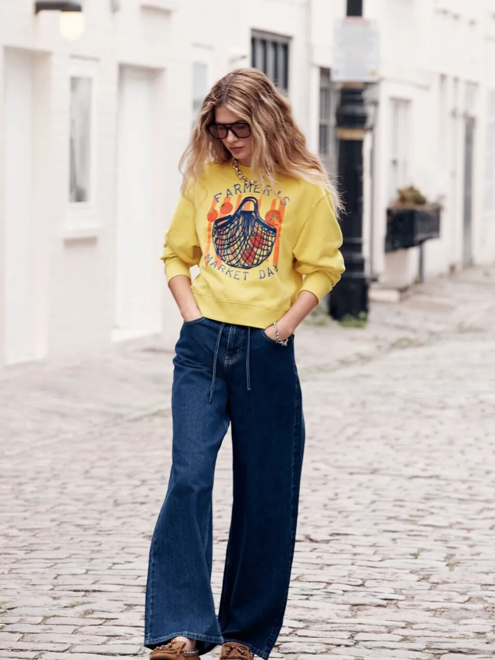 jaune ocre - Sweat-shirt graphique à col rond
